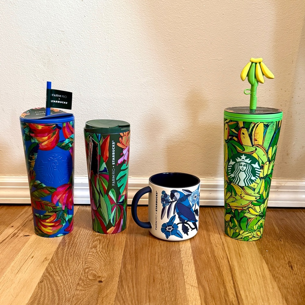 Starbucks Colorful Floral and Bird Art Tumblers and Mug Set - Picture 2 of 10